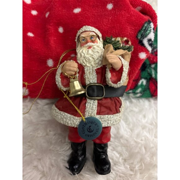 Vintage 1993 Possible Dreams Clothtique Santa Ornament Original Tag Mixed Med - Picture 9 of 13